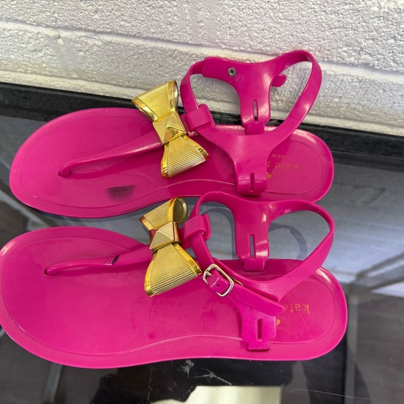 Kate Spade Pink and Gold T-Strap Sandals - Picture 8 of 11
